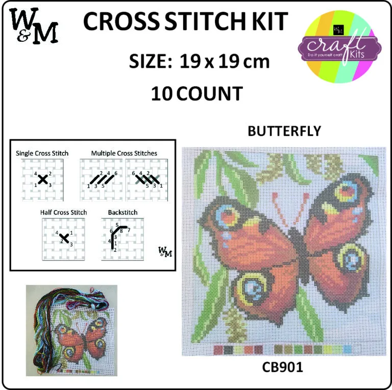 Cross Stitch Kit Butterfly 19x19
