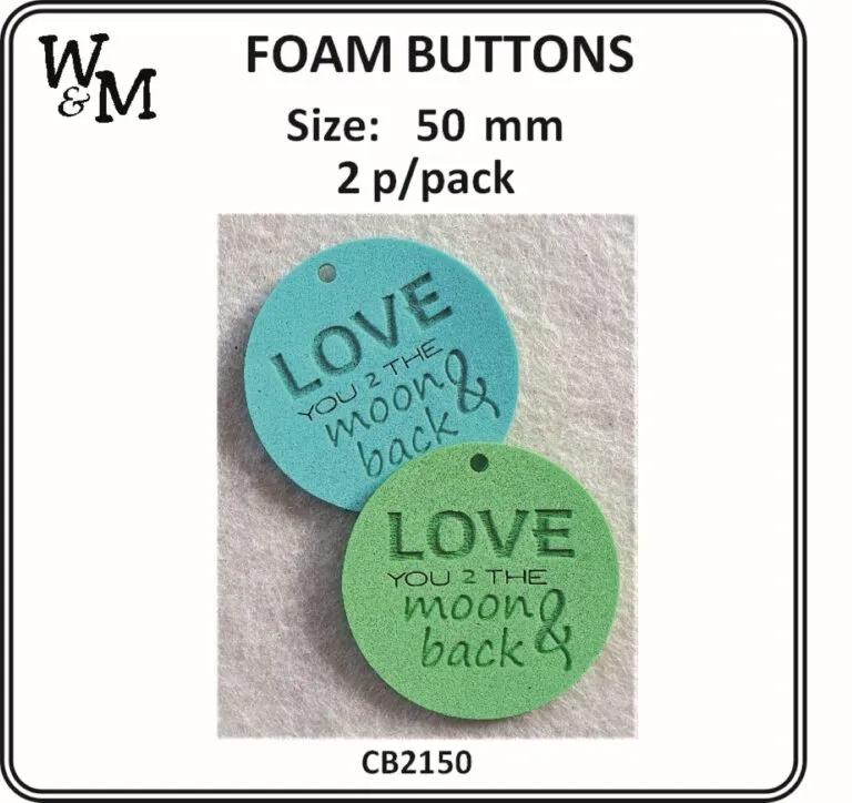 Foam Buttons Love You Moon 50mm 2pp