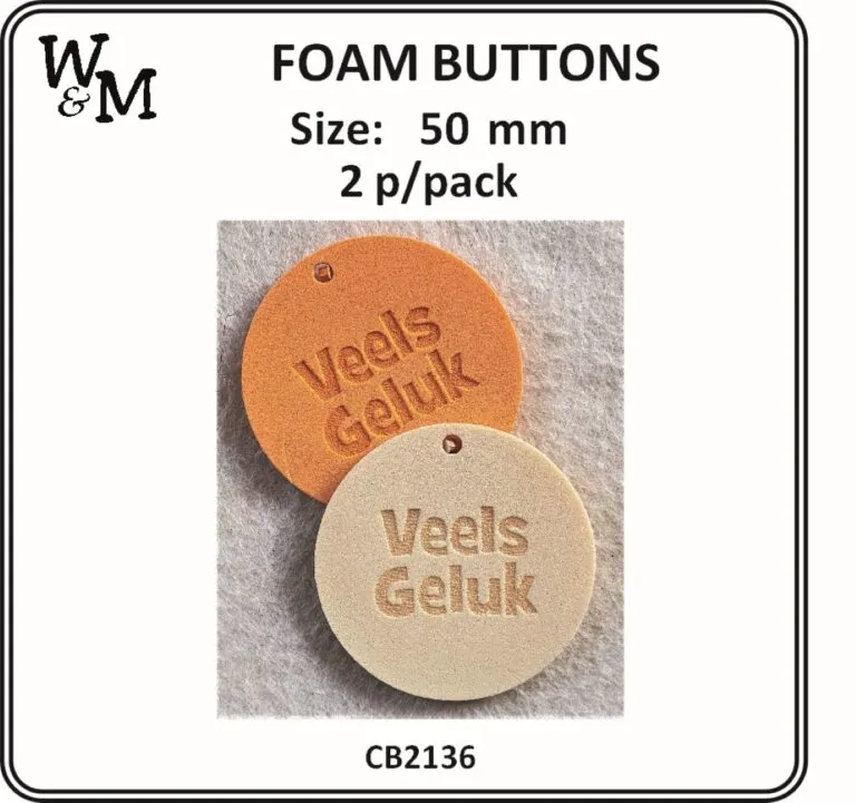 Foam Buttons Veels Geluk 50mm 2pp