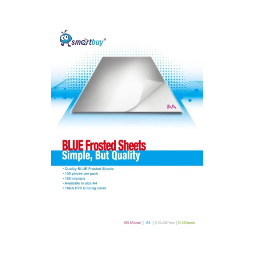 [2015112862529] Frosted Sheet PVC Binding covers A4 100`s Blue - Smartbuy