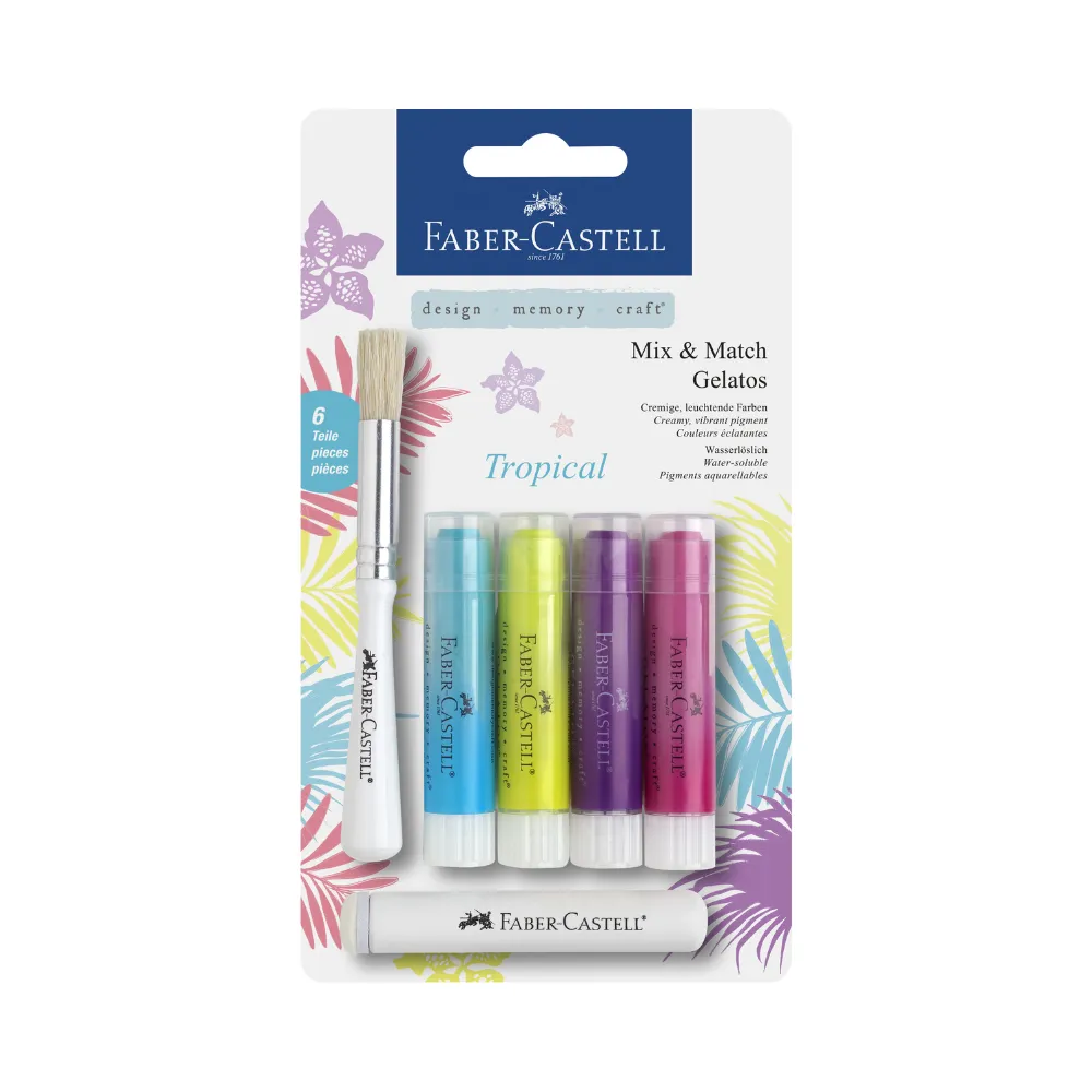 [4005401218074] Water Soluble Crayon 4 Shades of Tropical - Faber-Castell
