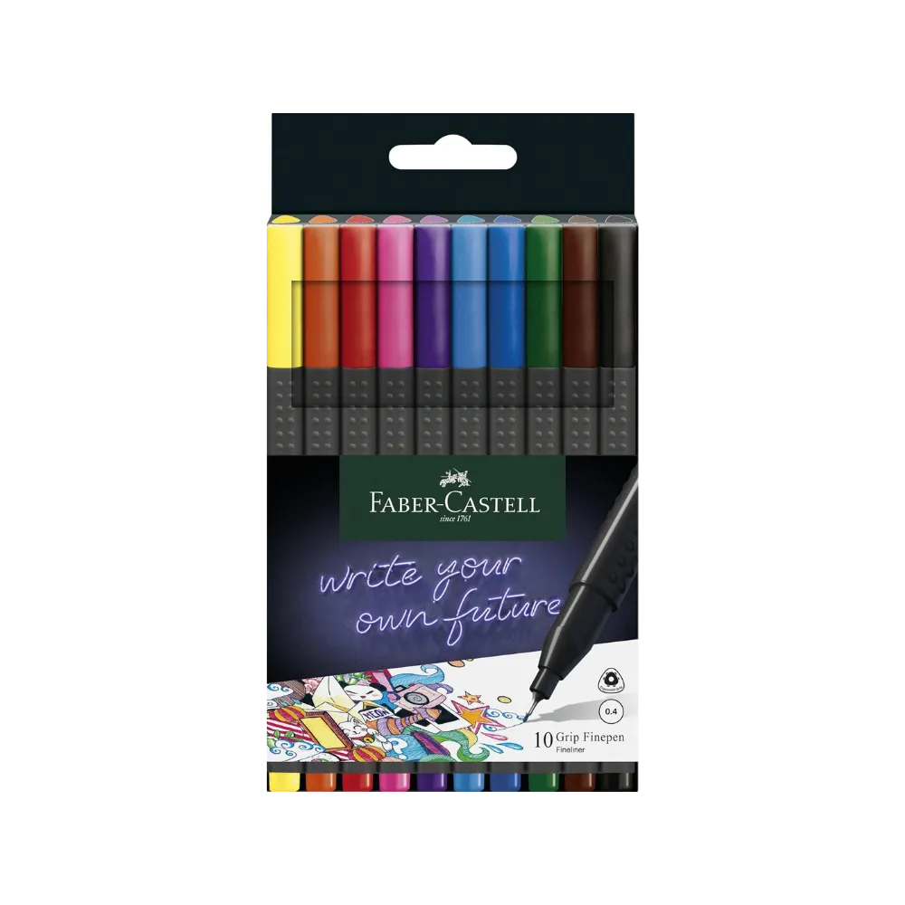 [4005401516101] Pen Grip Finepen Fineliner 0.4 10`s Faber-Castell
