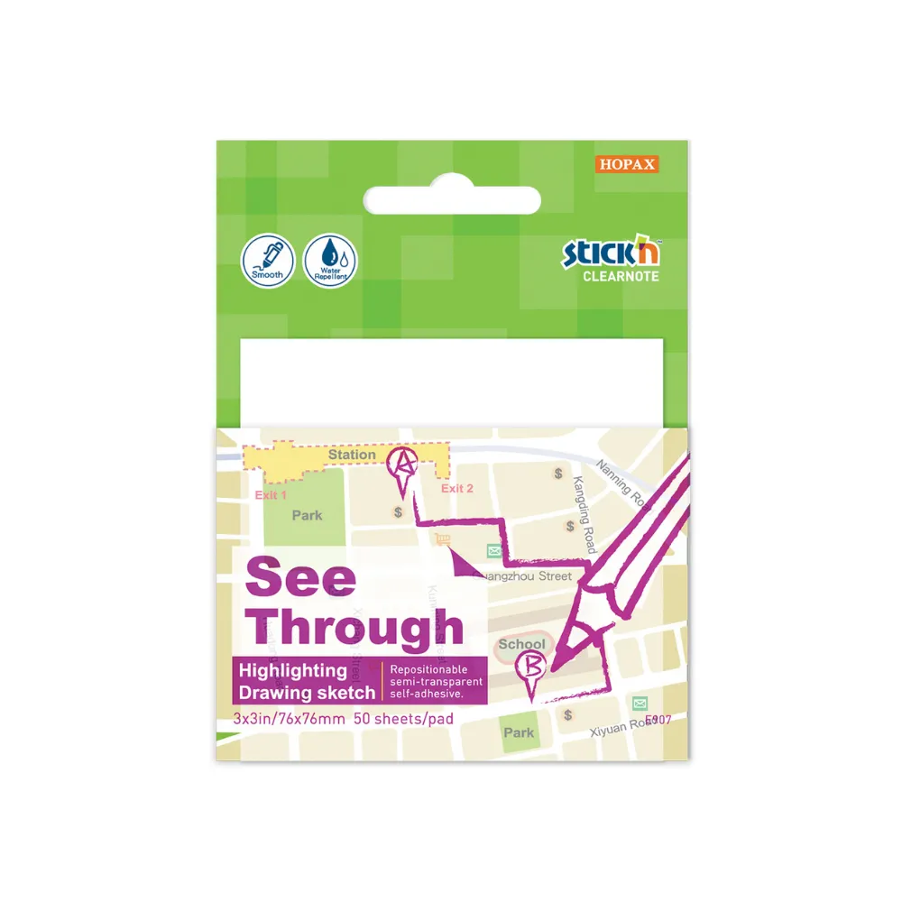 Stick `n Note 76x76mm 50 Sht Clear