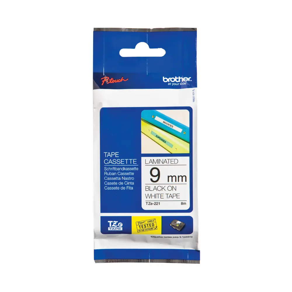 Brother Tape TZe-221 9mm Black On White 