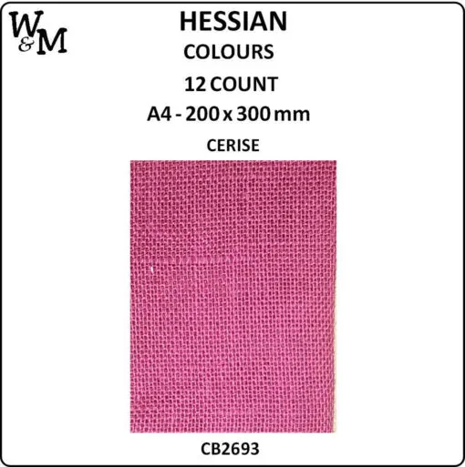 Hessian 12ct Cerise A4 - Disc