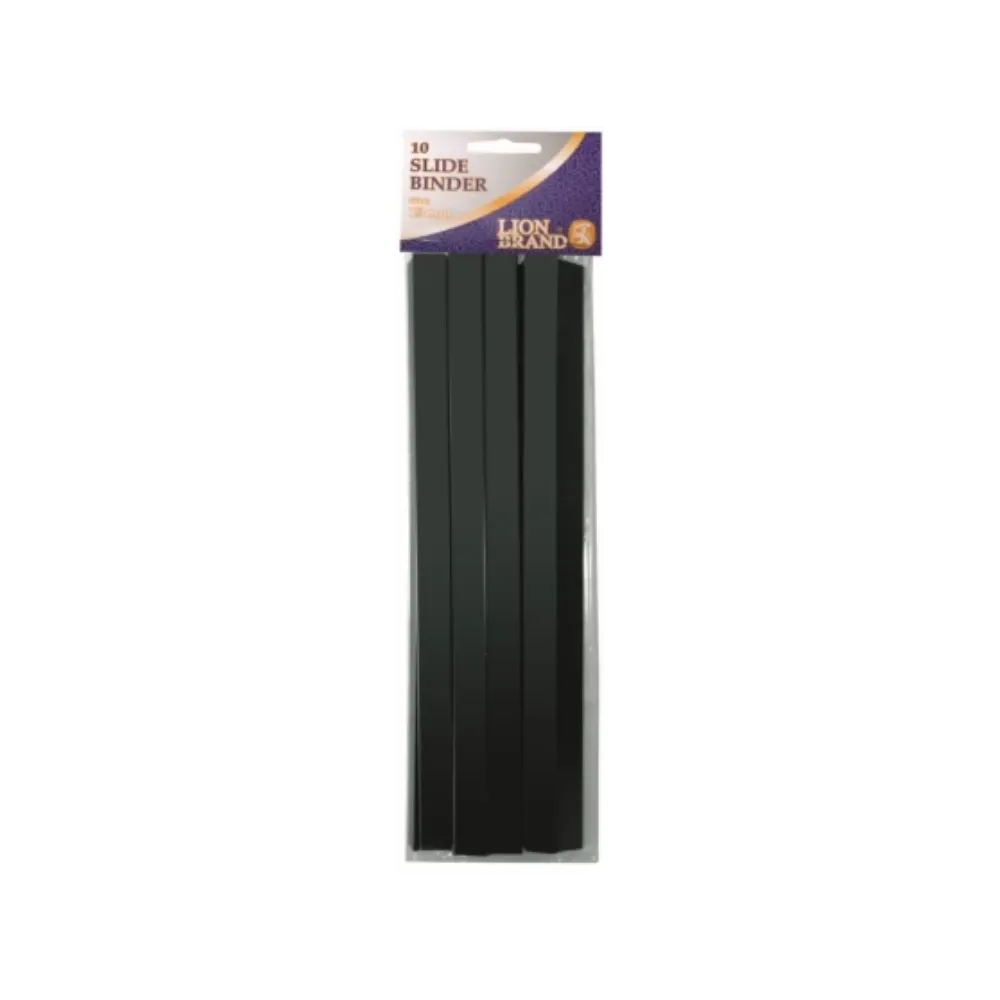 [6001396038923] Slide Binder Blk 10mm pkt - Lion Brand
