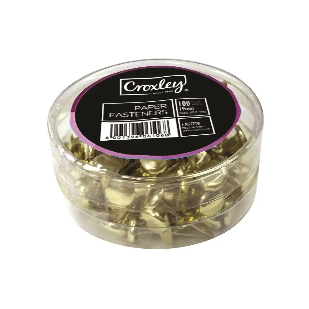 Fasteners Split Pins Brass 19mm 100`s - Croxley
