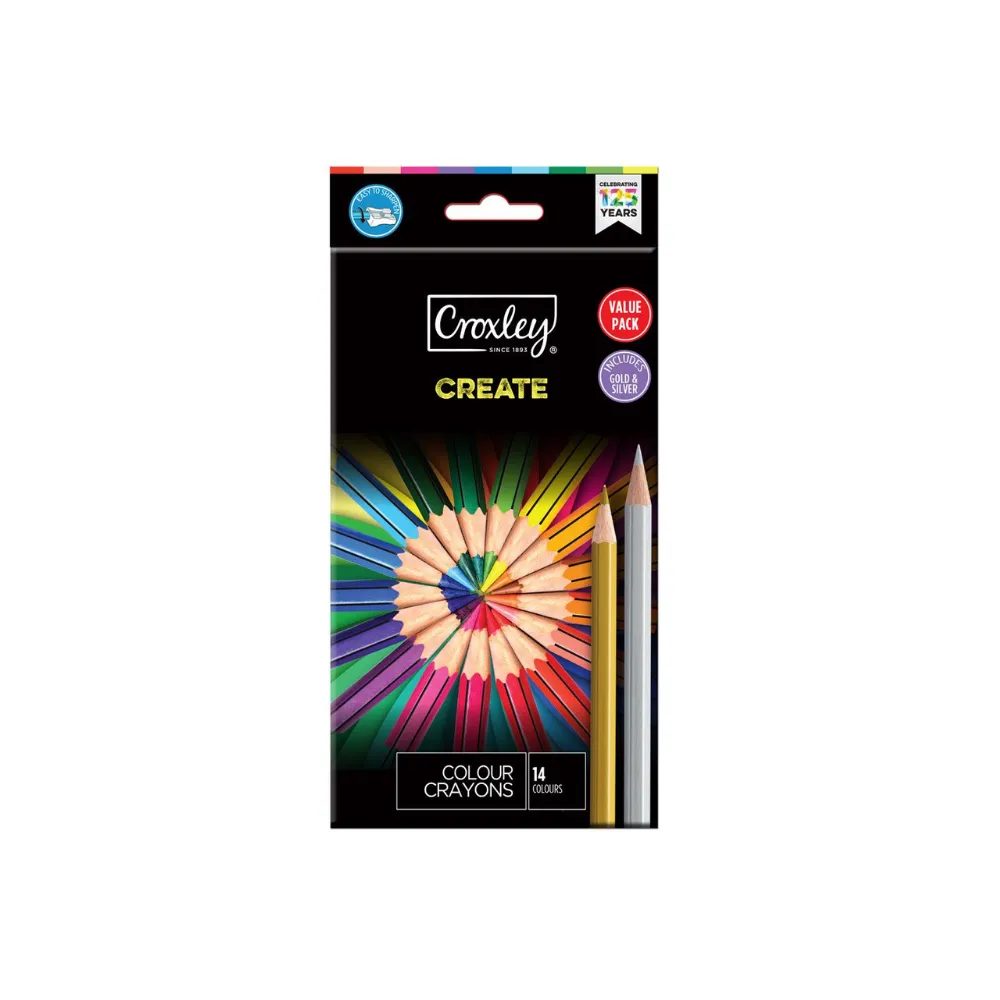 [6001396067756] Pencil Colouring Wood Free Create Gold & Silver 12`s - Croxley 