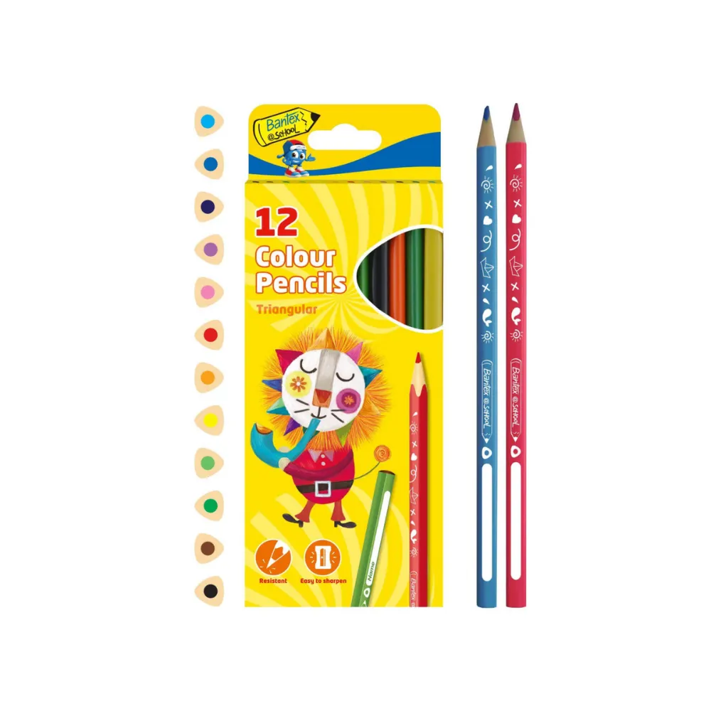 [6001830009663] Pencil Colouring 12`s Triangle Medium - Bantex 