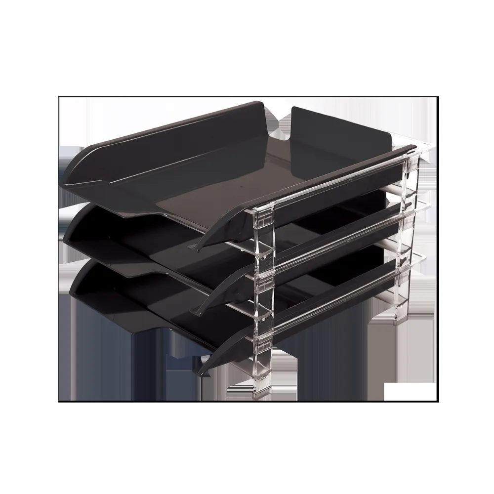 [6001830011178] Letter Tray Vision Set of 3 Black - Bantex