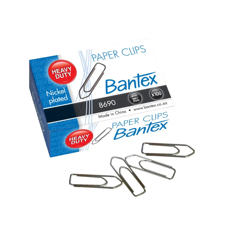 [6001830018290] Paper Clips 28mm Nickel Plated Boat Shaped - Bantex 