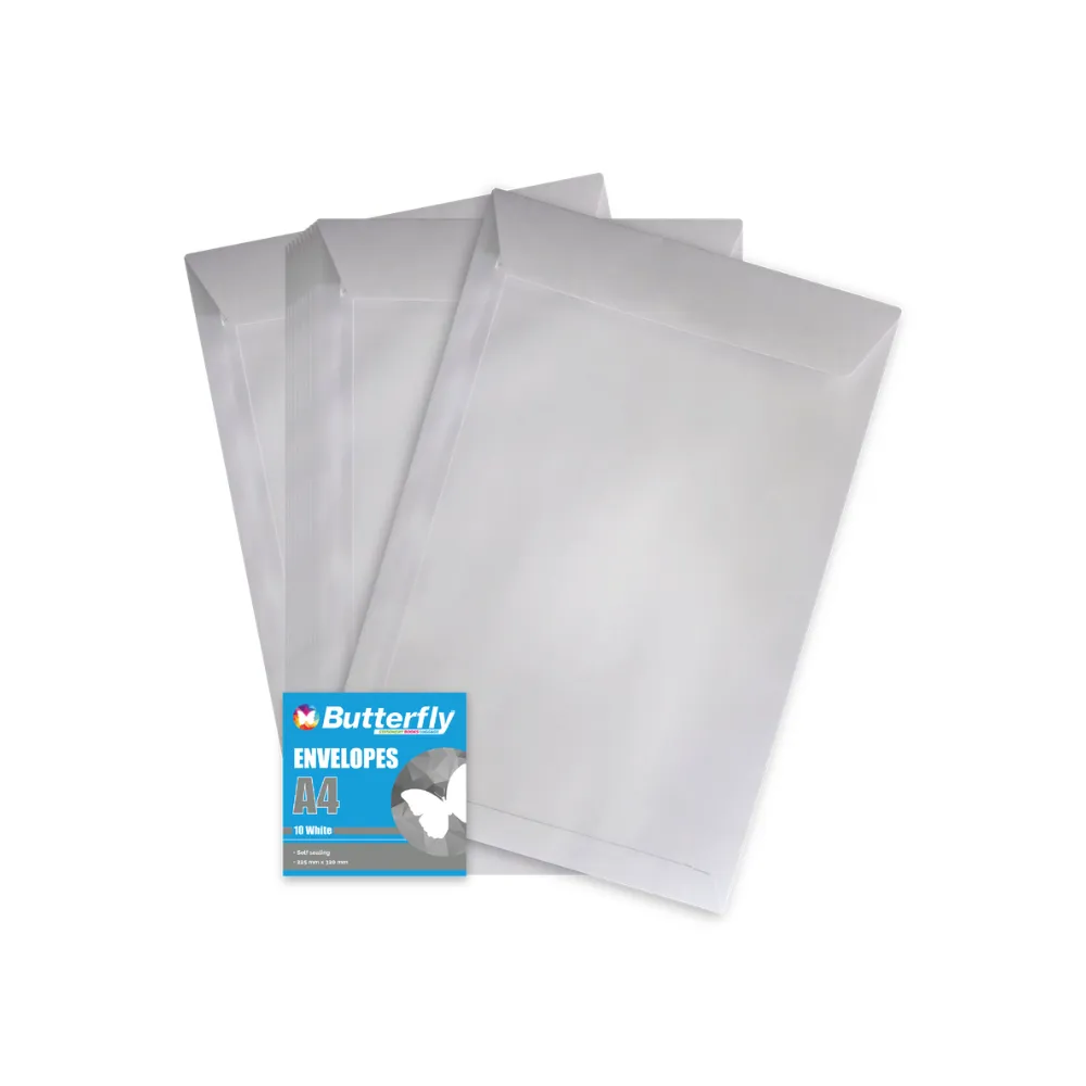 [6002242019714] Envelope A4 White Self-Seal 10 pack - Butterfly