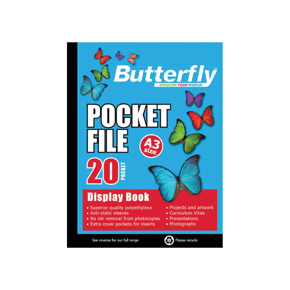 [6002242053497] Pocket File A3 20pg - Butterfly