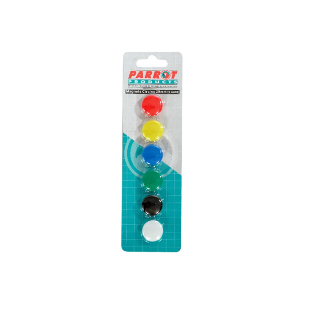 Magnets Circle 20mm 6pce Carded - Parrot