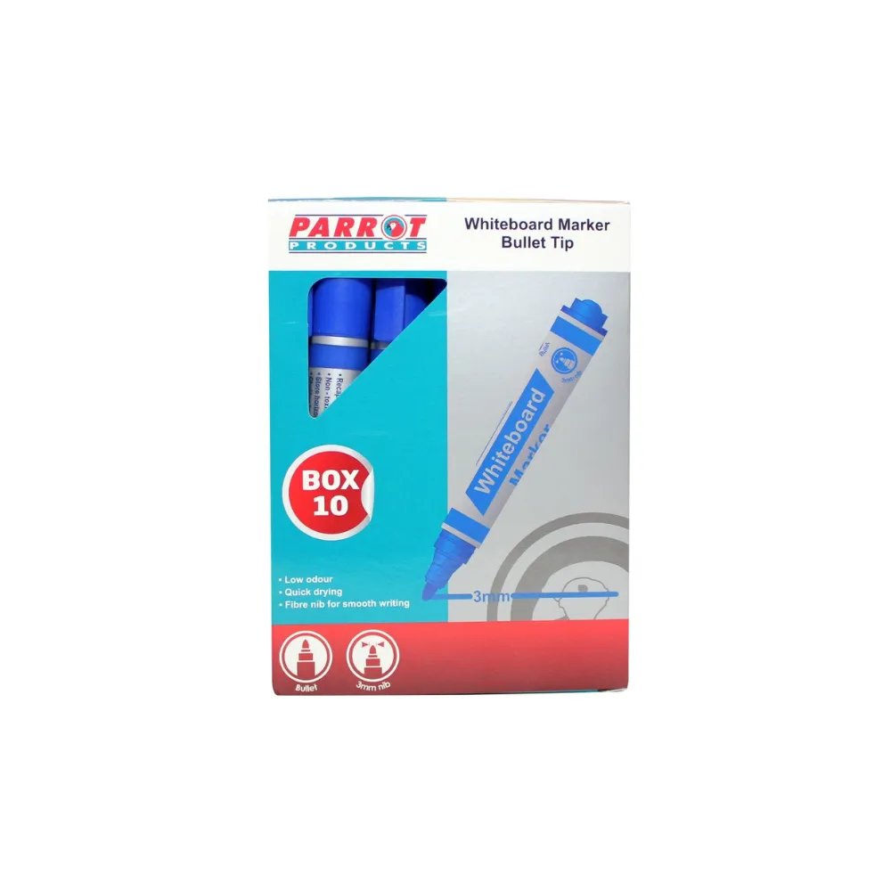 Marker Whiteboard Bullet D/Blue 10`s - Parrot 