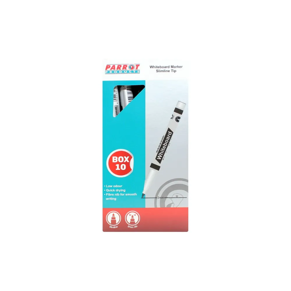 Marker Whiteboard Slimline Black Box 10 - Parrot