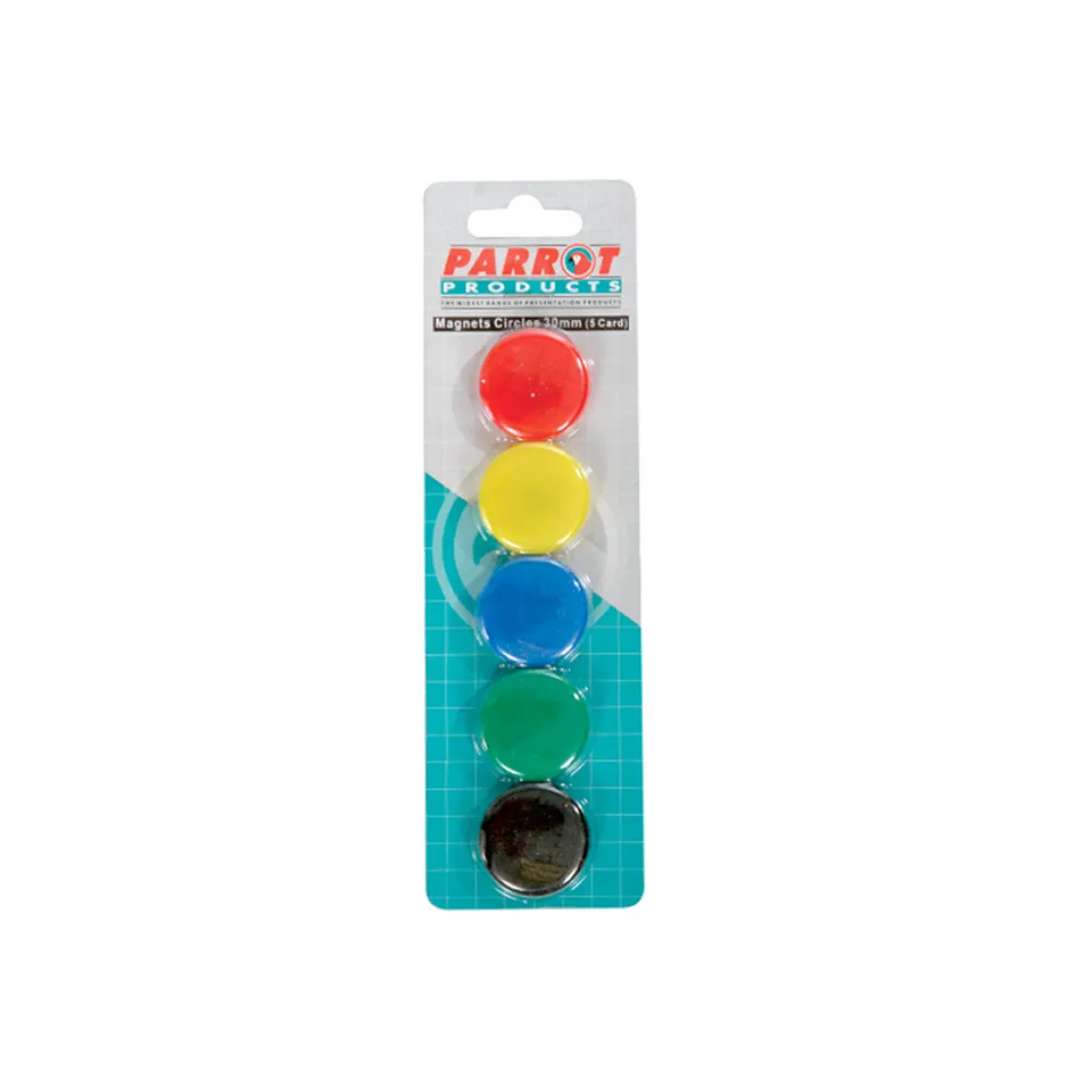 [6002305012379] Magnets Circle 30mm 5pce Carded - Parrot