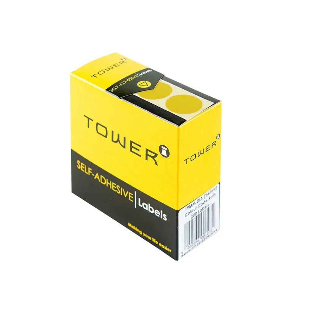 [6002866001072] Label 19mm Dia Yellow - Tower