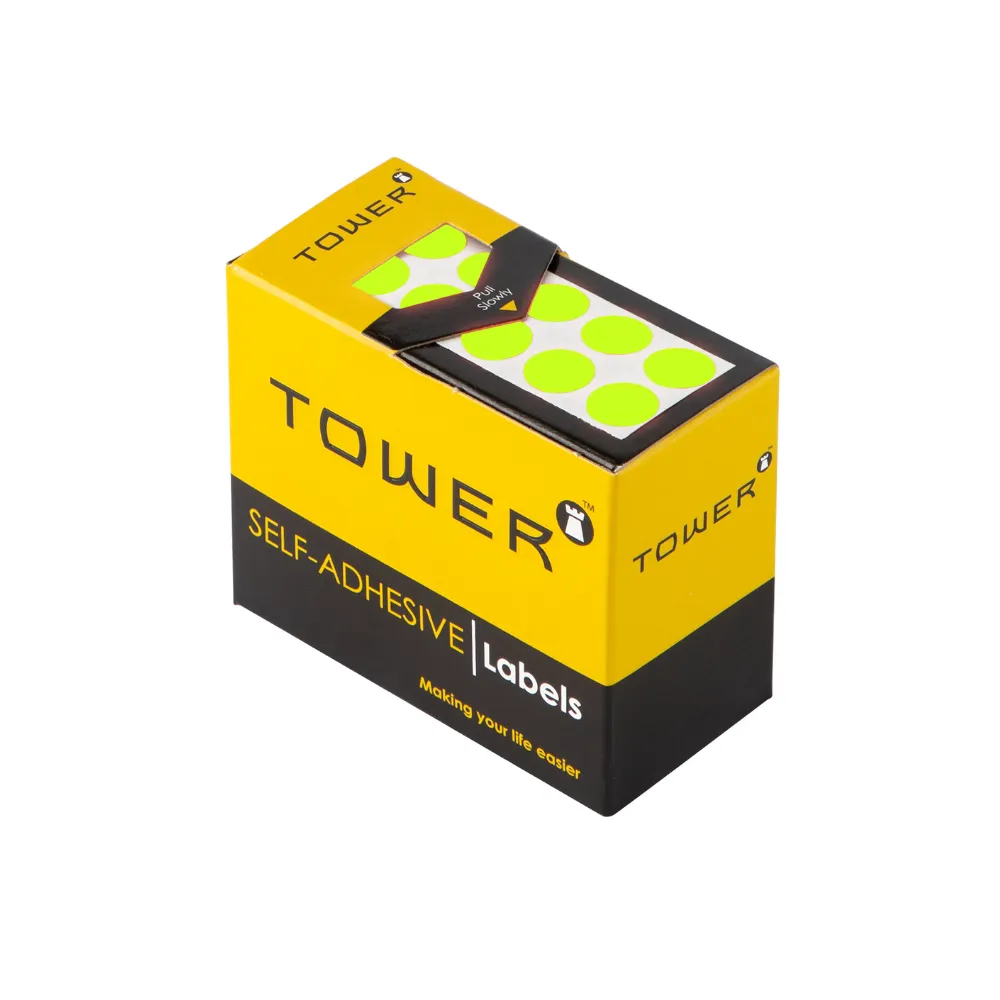 [6002866004912] Label 10 mm Dia Fluorescent Lime - Tower