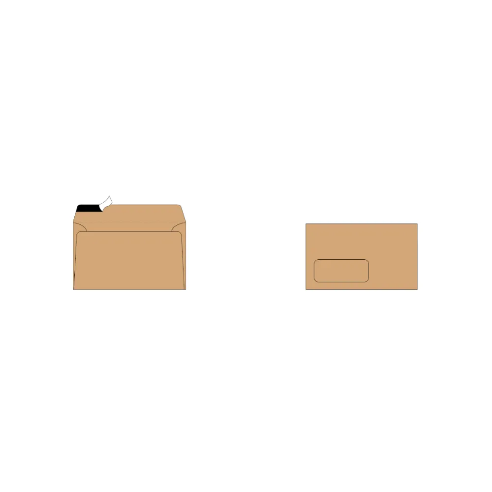 [6007112000946] Envelope  114x162 C6-B Brown Window 3704 - Bantex