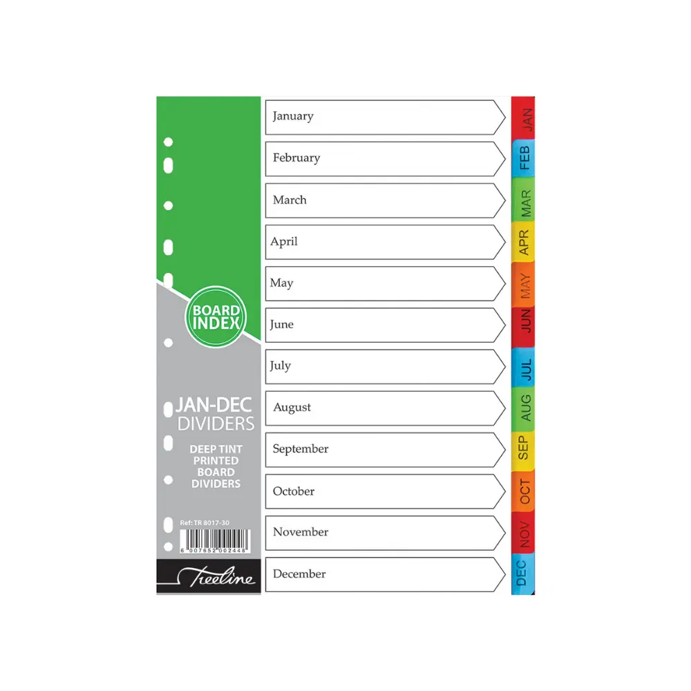 Index Divider Jan - Dec Bright Board (TRDM J-D) - Treeline 