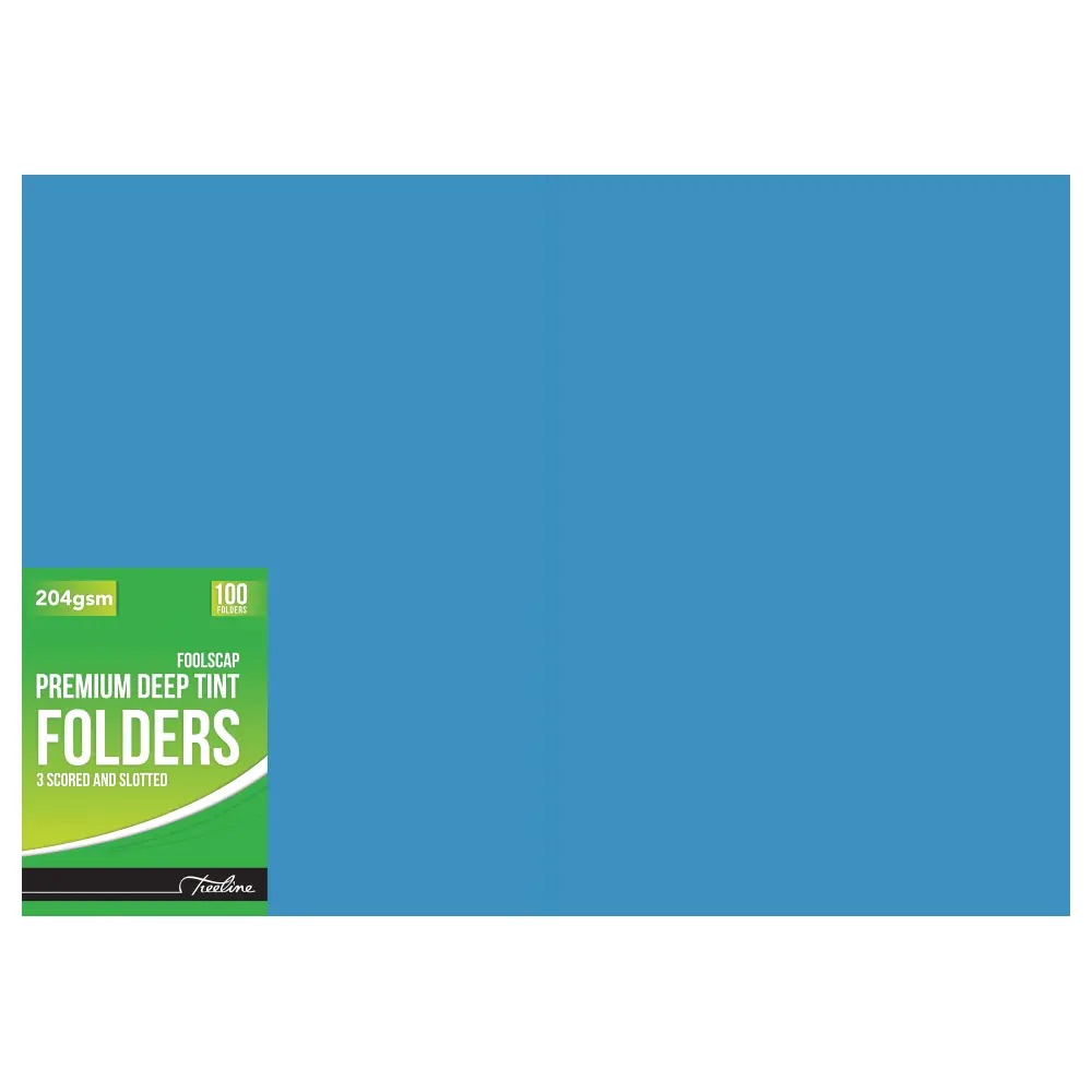 File Folder Premium Deep Tint 204gsm Blue 100`s - Treeline