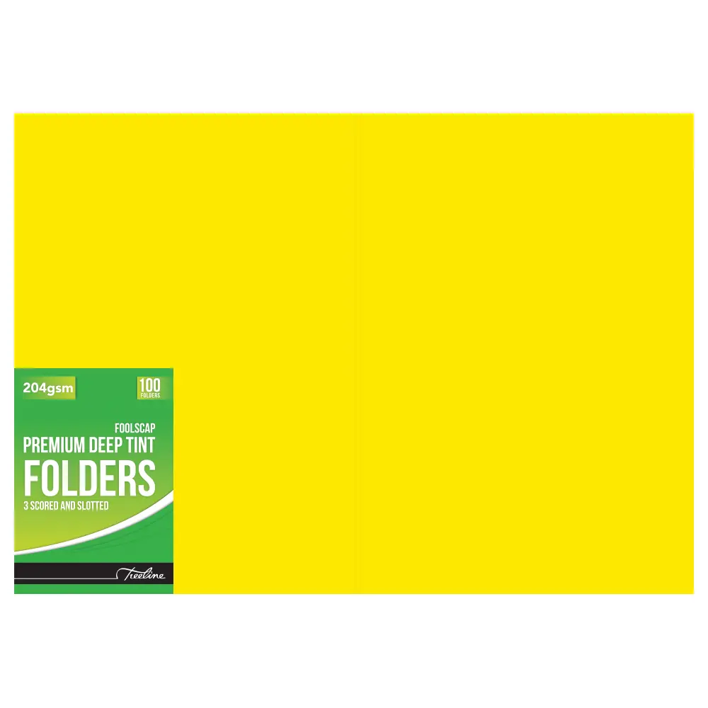 [6007652013949] File Folder Premium Deep Tint 204gsm Yellow - Treeline