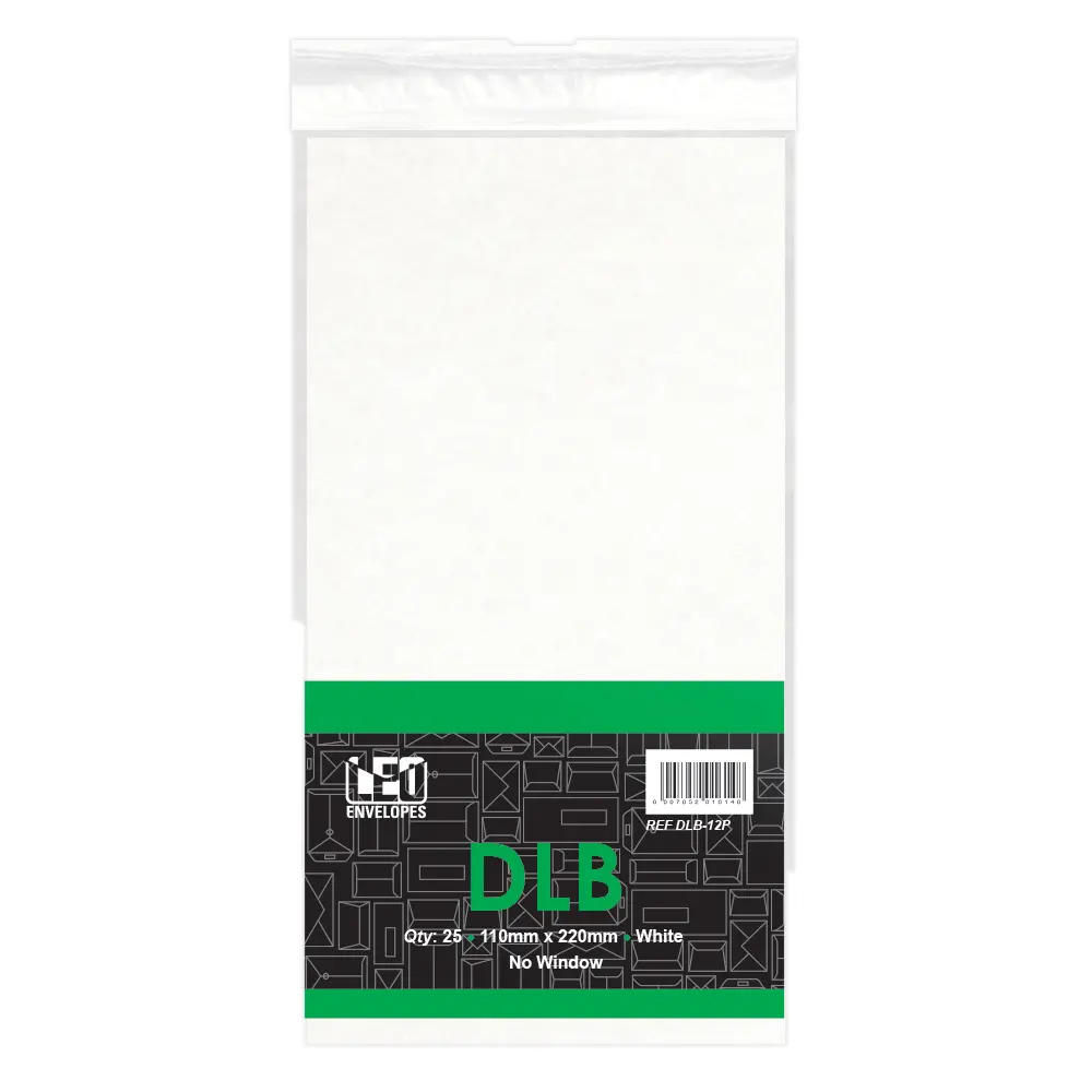 [6007652016148] Envelope DLB-12P 110mm x 220mm White 25`s - Treeline
