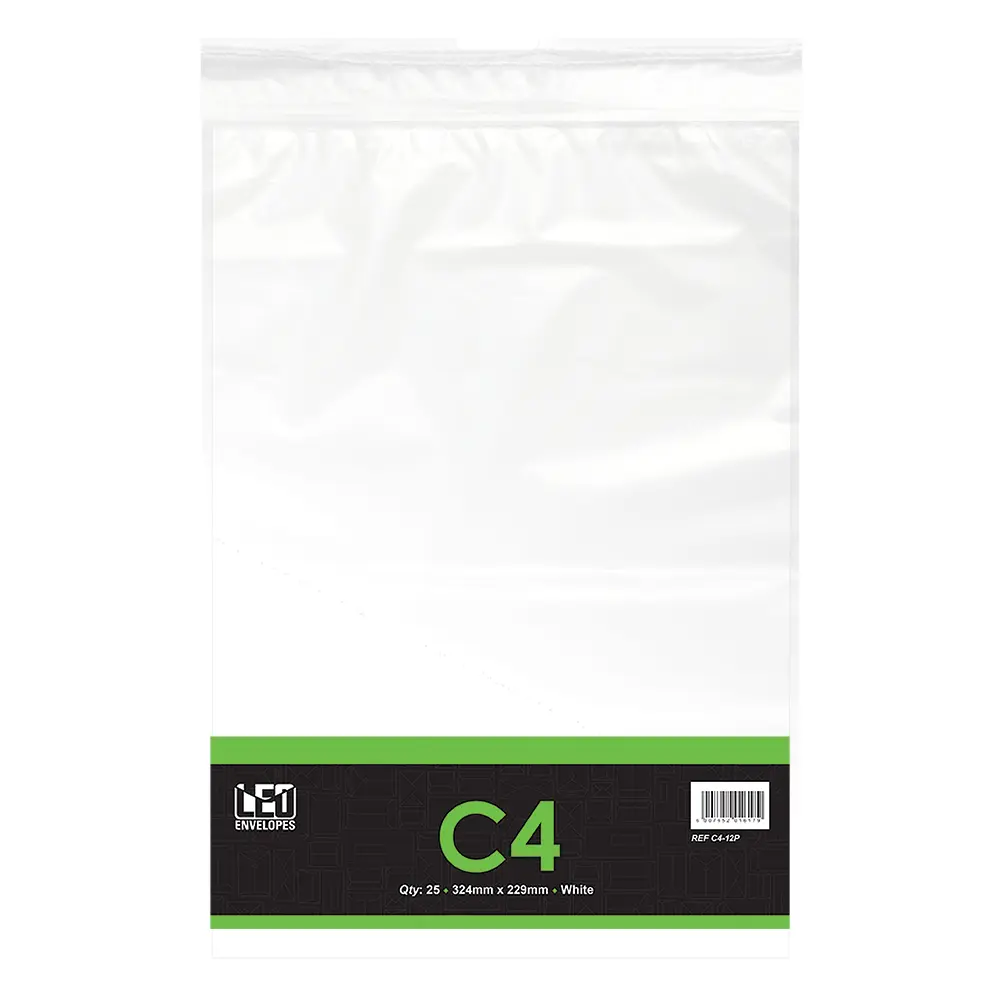 [6007652016179] Envelope C4-12P 324mm x 229mm White 25`s - Treeline