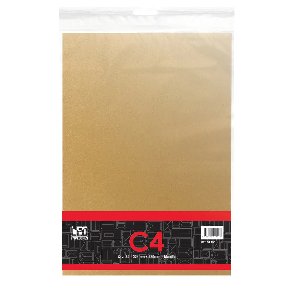 [6007652016186] Envelope C4-11P 324mm x 229mm Manilla 25`s - Treeline