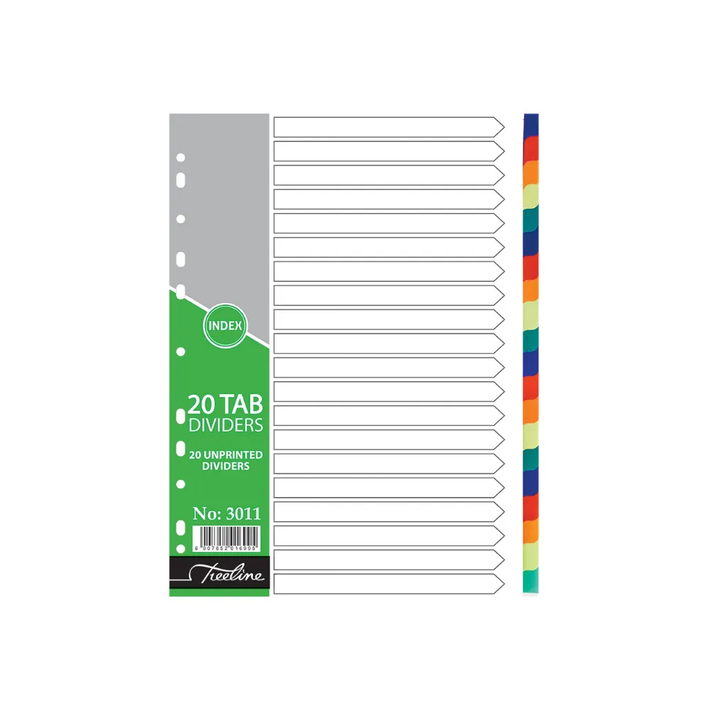[6007652016995] Index Divider A4 PVC 20 Tab - Treeline