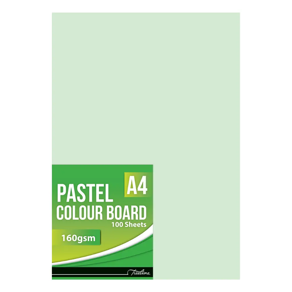 Board A4 160gsm 100`s Pastel Green - Treeline