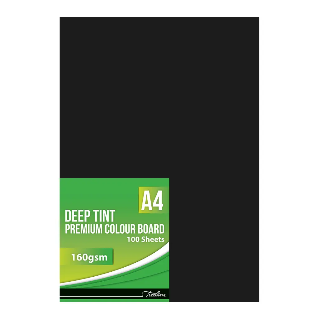 [6007652017091] Board A4 160g Black 100`s - Treeline 