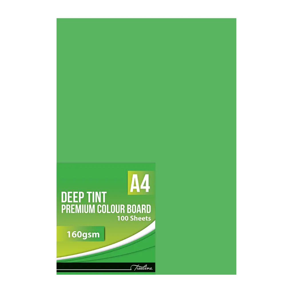 Board A4 160G Bright Parrot Green 100`s - Treeline