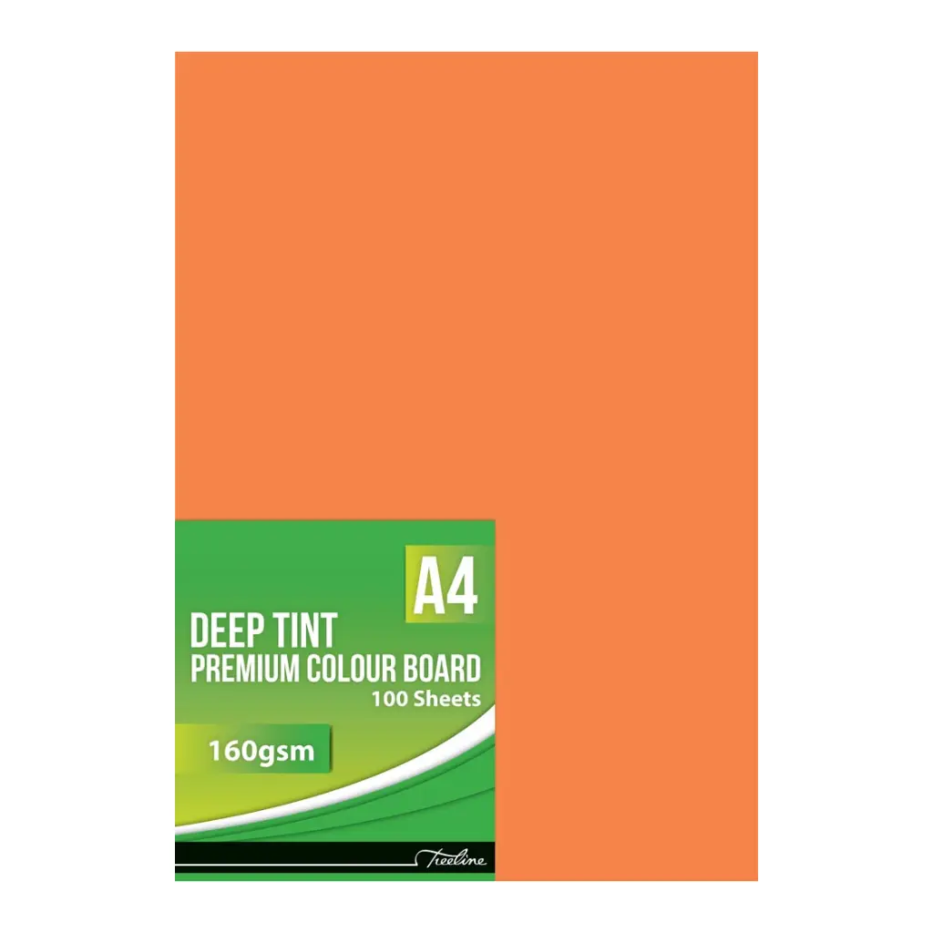 Board A4 160gsm Bright Orange100`s  - Treeline