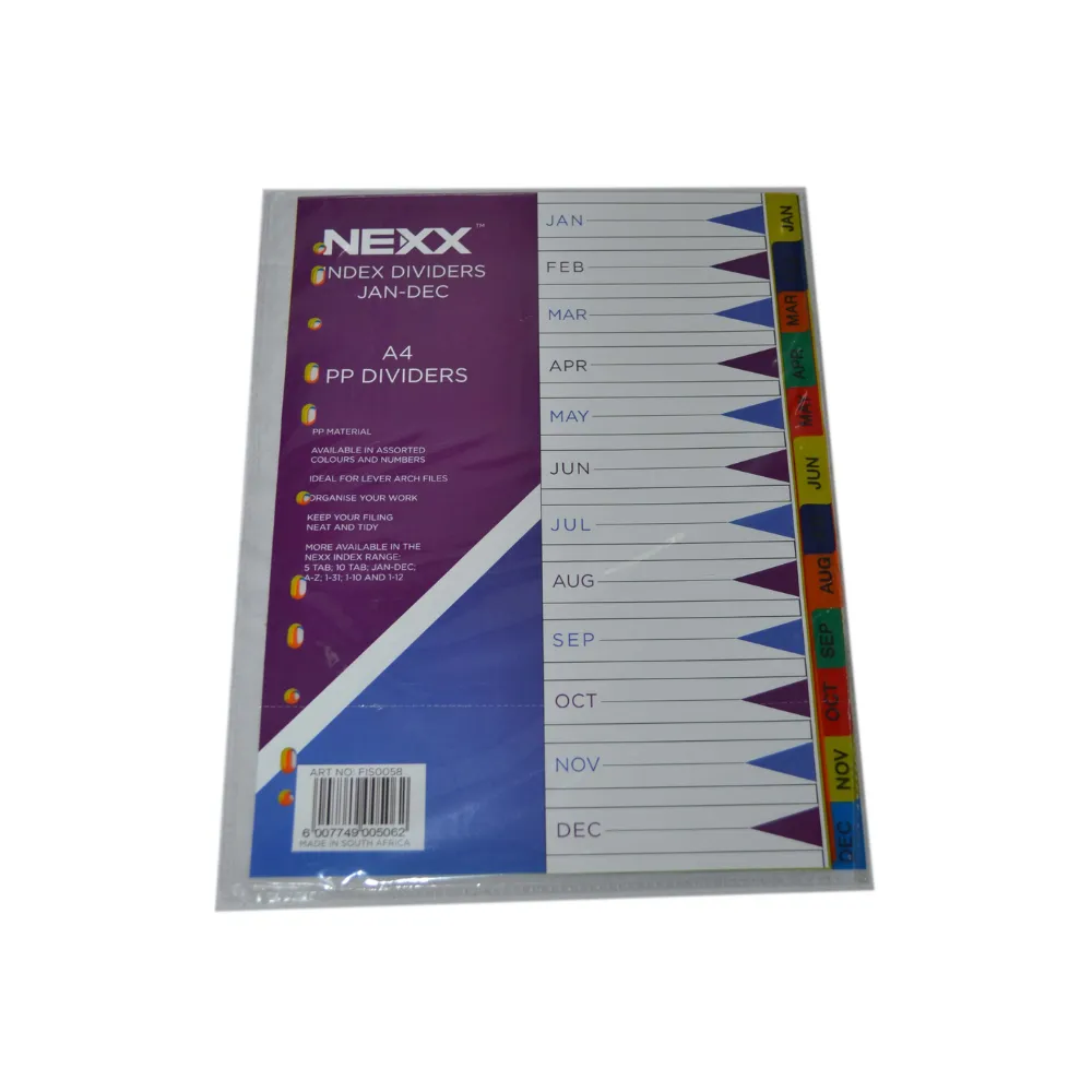 [6007749005062] Index Divider Jan - Dec PVC FIS0058 - Nexx 