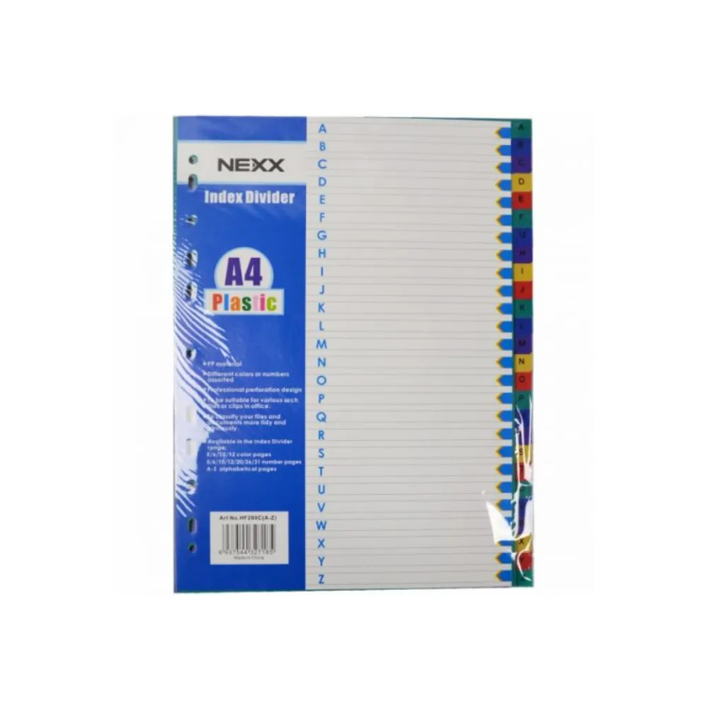 Index Divider A4 A-Z PVC 26 div FIS0059 - Nexx 