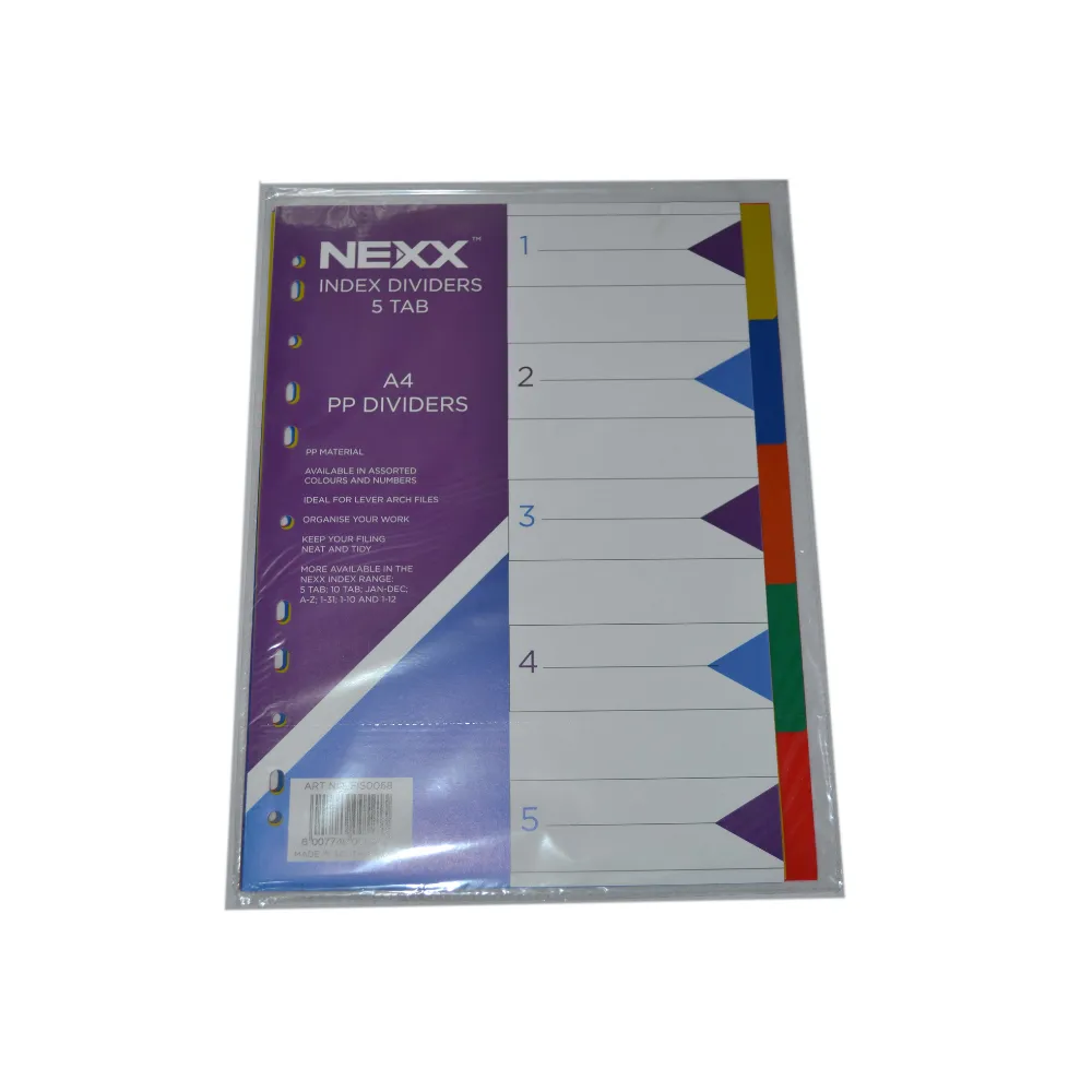 [6007749005215] Index Divider 5 Tab A4 PVC FIS0068 - Nexx 