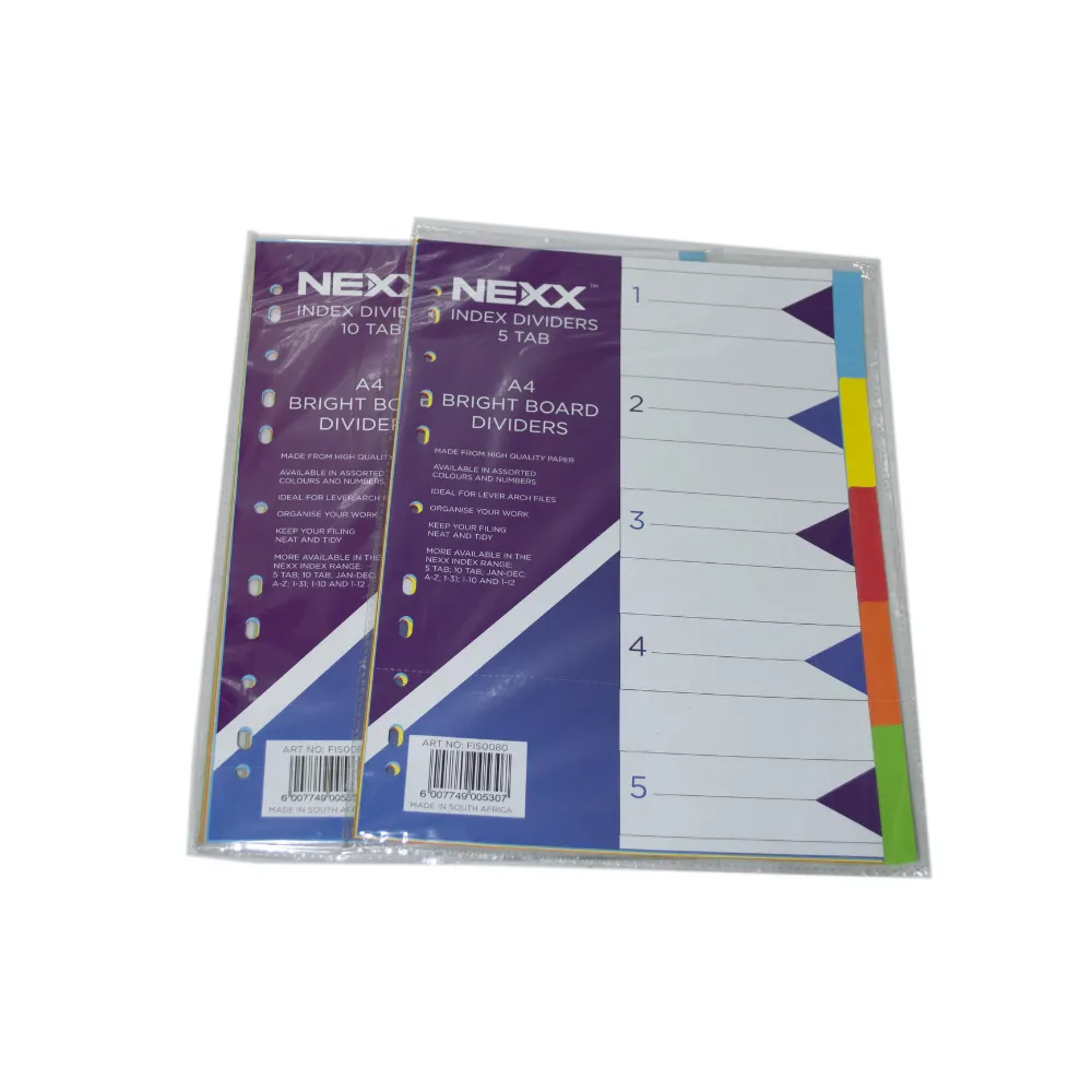 Index Divider 5 Tab BOARD A4 Bright FIS0080 - Nexx