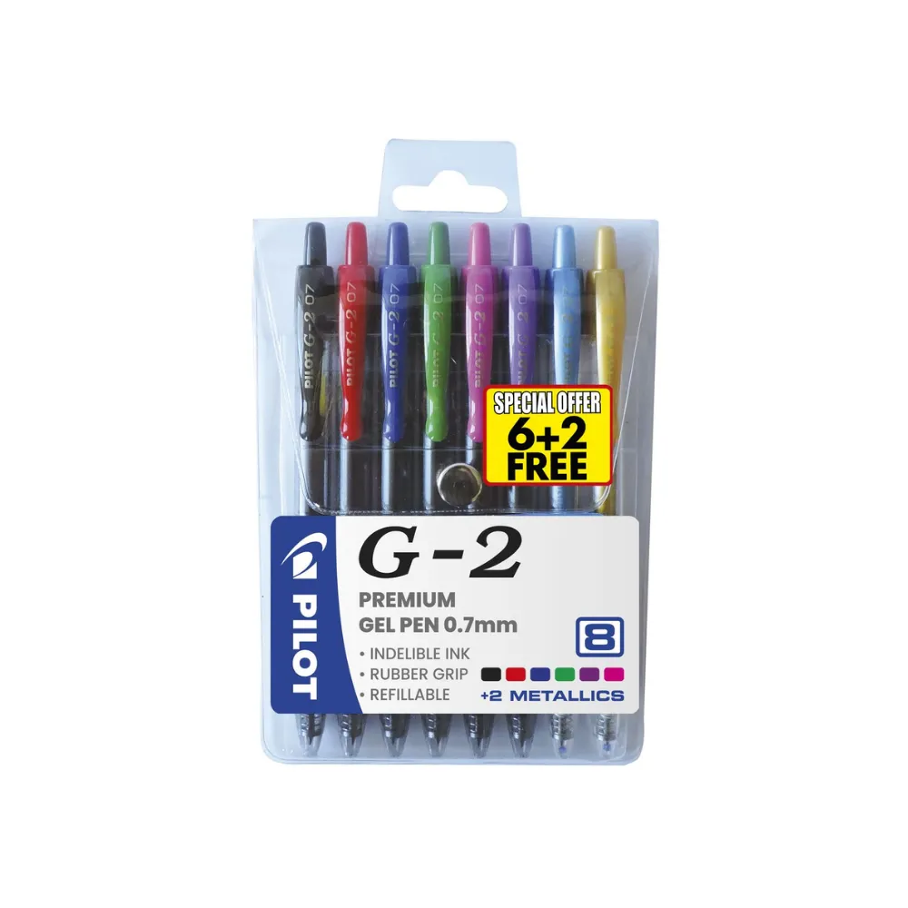 [6009500003539] Pen Gel BL-G2-7-W8 Wallet 6`s + 2 - Pilot 