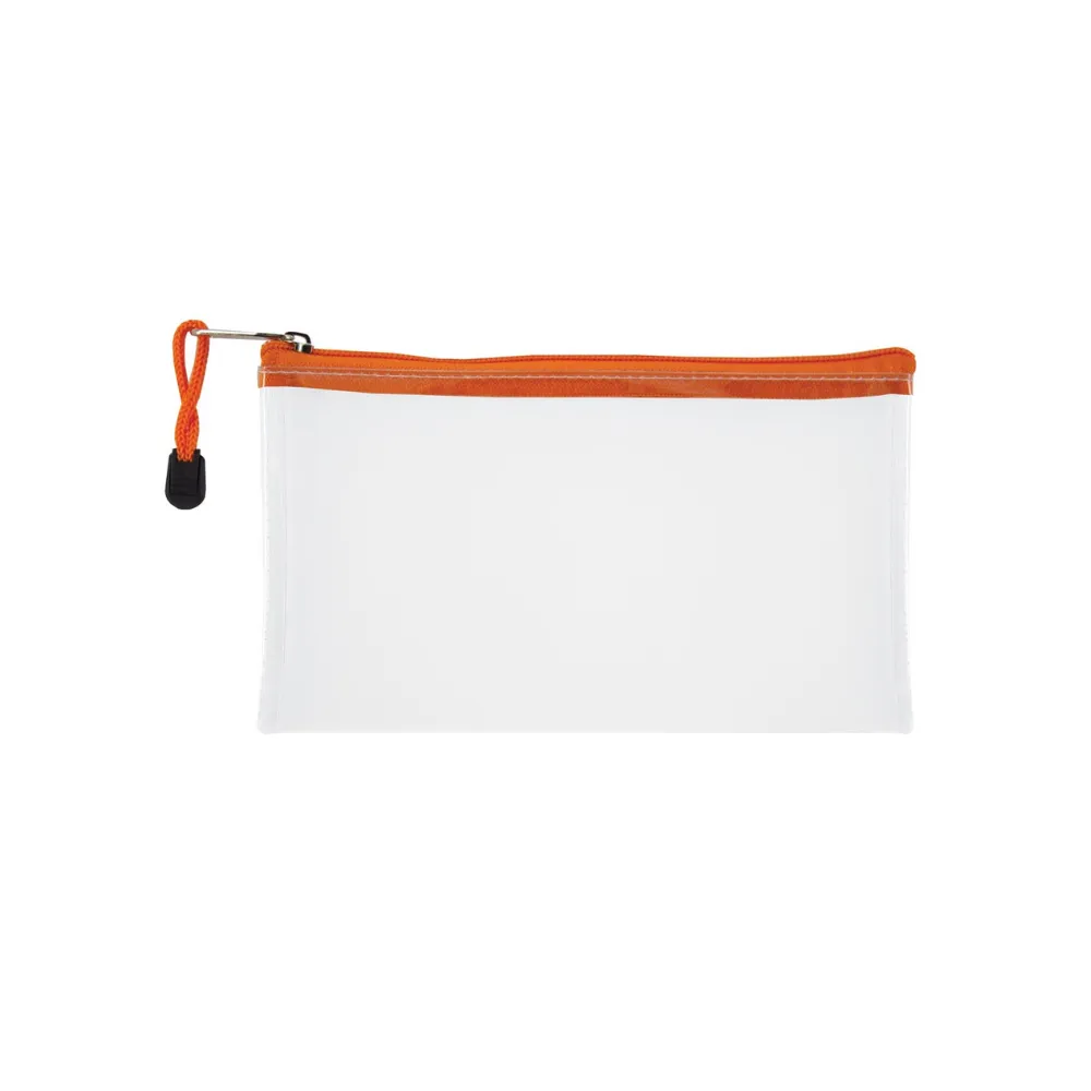 Pencil Bag Clear 22cm Orange Zip