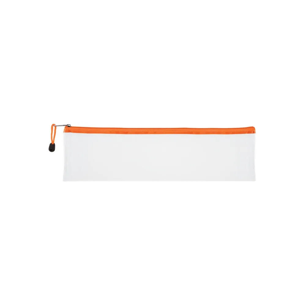 Pencil Bag Clear 33cm Orange Zip