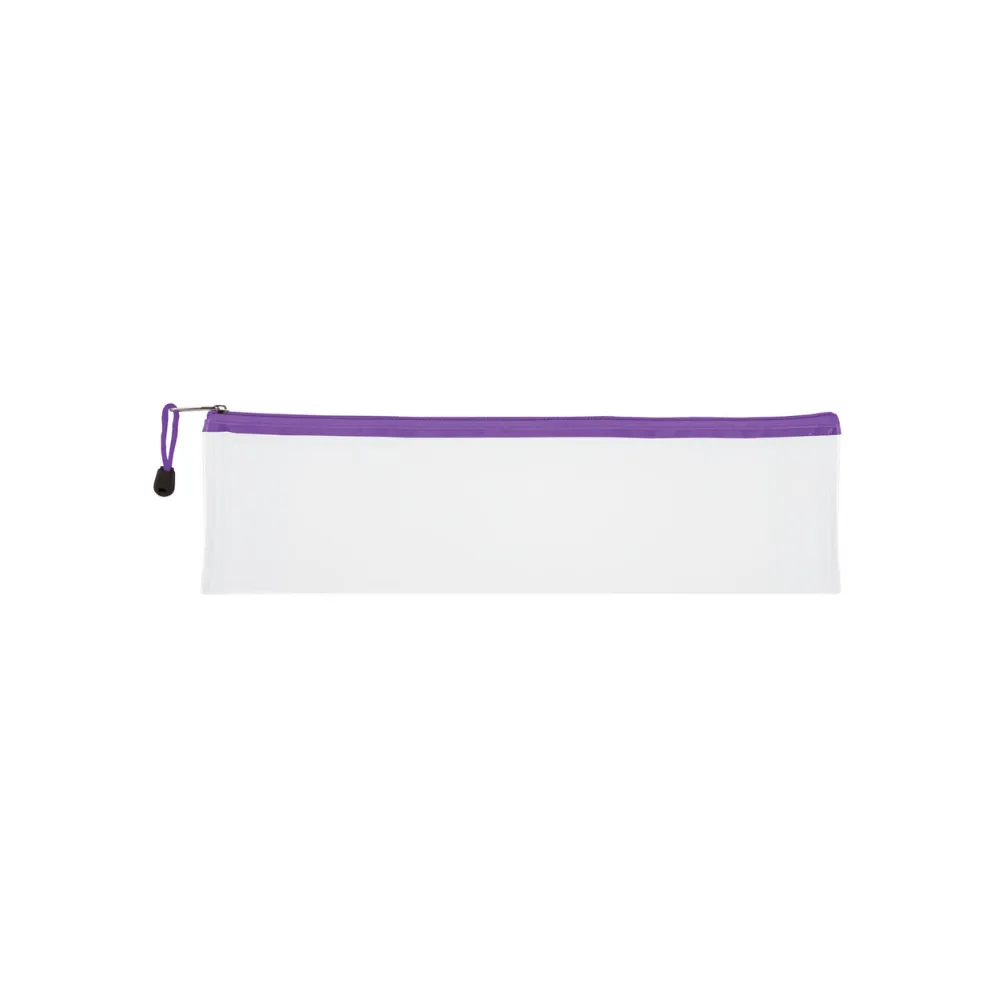Pencil Bag Clear 33cm Purple Zip