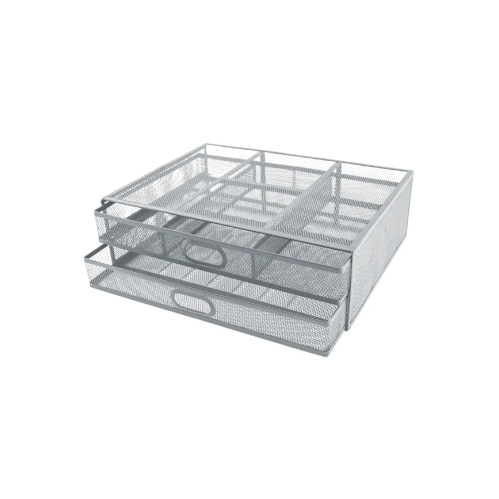 Monitor Stand 2 Drawer Silver M720s