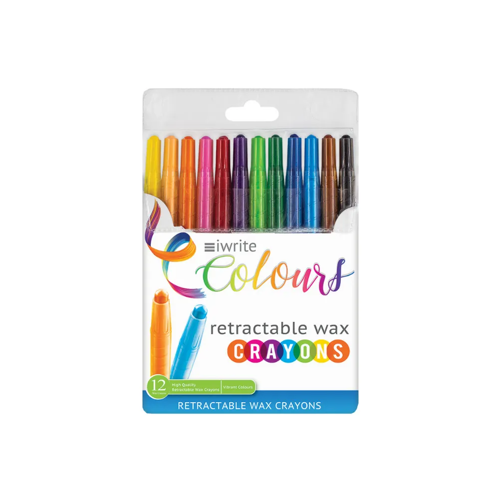 [6009548813145] Wax Crayons Retractable 12`s - iWrite