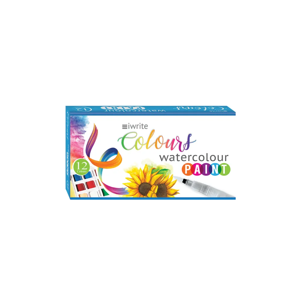 [6009548814890] Watercolour Paint 12`s with water fill brush- iwrite