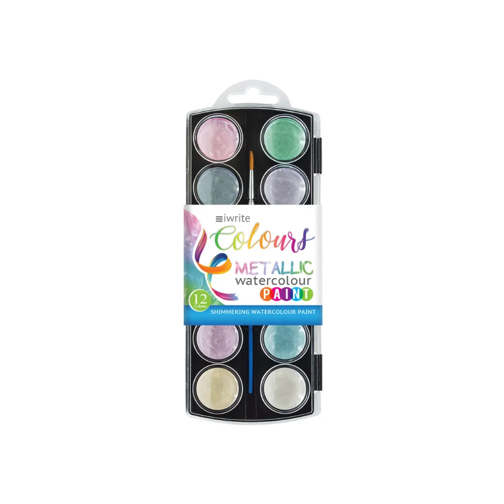 [6009548822925] Watercolour Paint Metalic Colours 12`s - iWrite