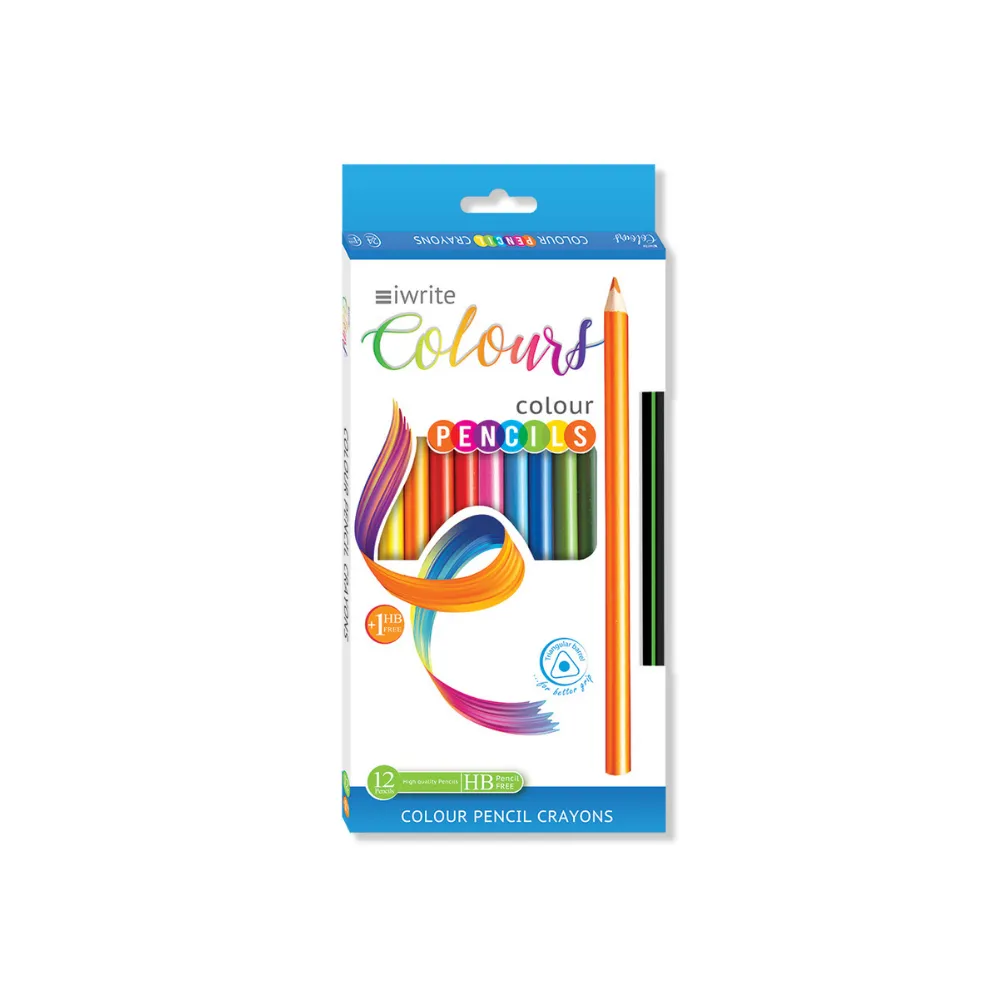 [6009548852908] Pencil Colouring 12`s + HB Free - Iwrite 