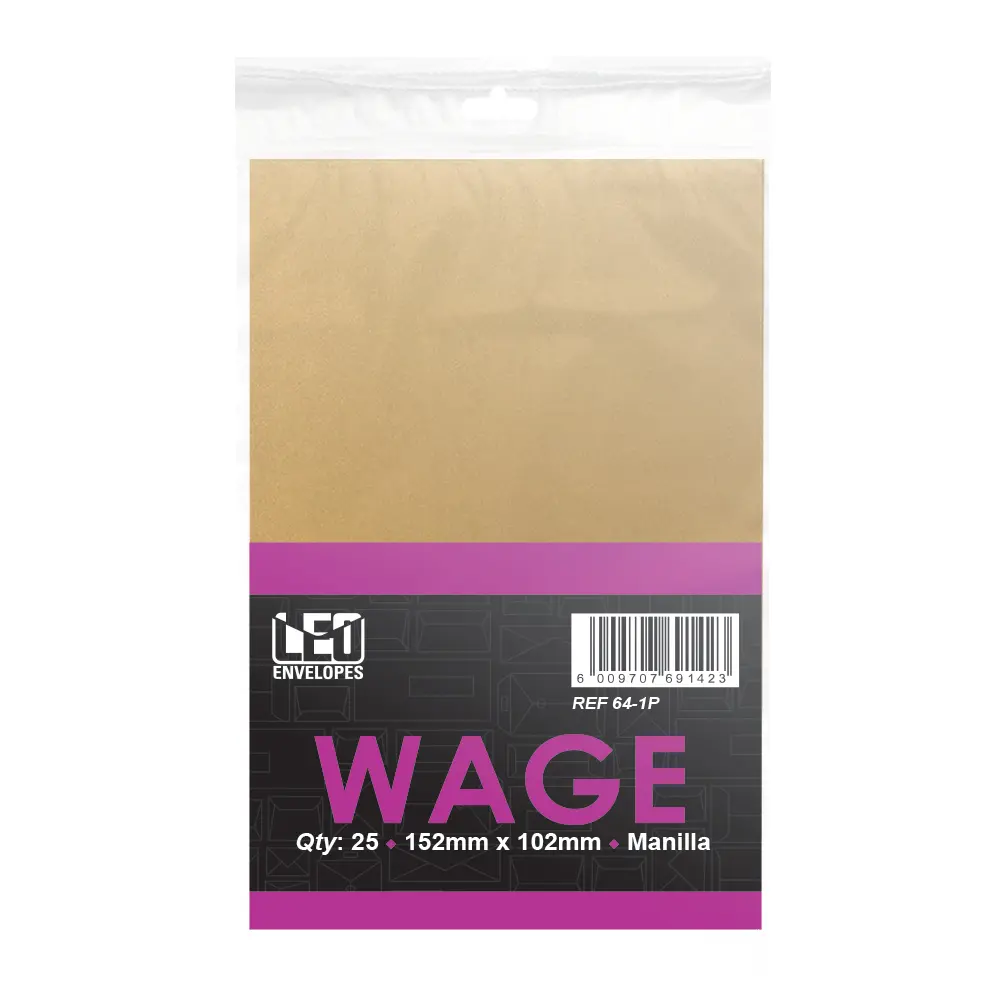 Envelope Plain Wage 641P 152mm x 102mm Manilla 25`s - Treeline