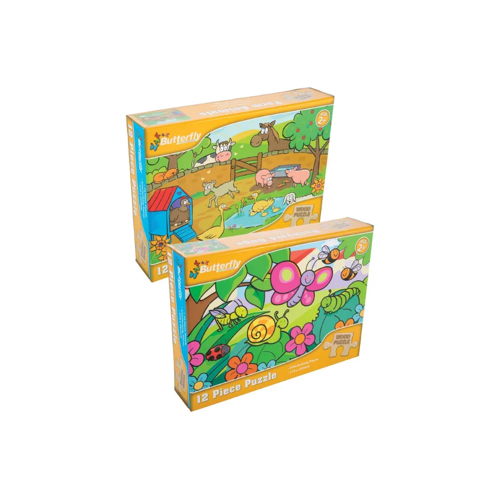 [6009607813949] Puzzle Wooden 12 piece - Butterfly
